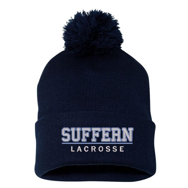 Suffern Pom-Pom Cuffed Beanie (Text Logo) Thumbnail