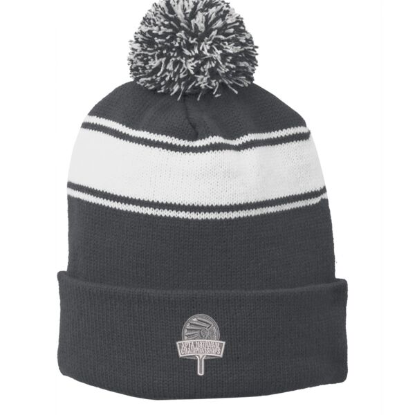 Indian Trail Striped Pom Beanie Hats Thumbnail